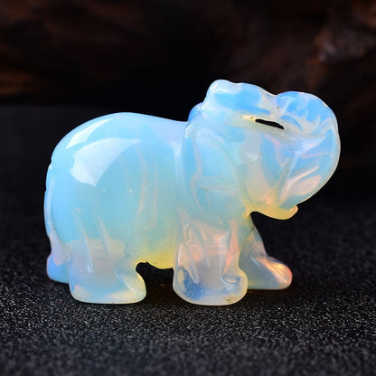 Natural Crystal Rose Quartz Elephant Amethyst Obsidian Animals Stone Crafts Small Decoration, Gift