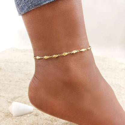 Singles or Sets: Gold Color Stainless Steel Chain Anklets for Women, Leg Ankle Beach Foot Jewelry