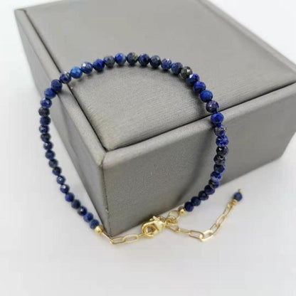 Delicate Faceted Lapis Lazuli Bracelet 14K Gold Filled Chain