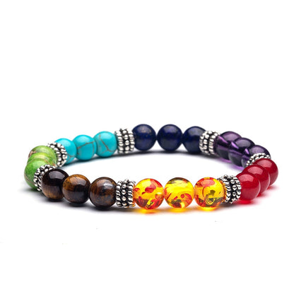 Natural Stone Beads 7 Chakra Bracelets - Women Men Yoga Buddha Prayer (Ships from USA)