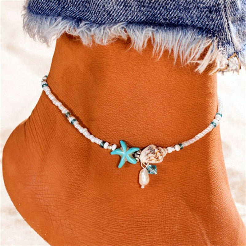 Shell Beads Starfish Anklets for Women - Beachy Anklet in Various Design Choices