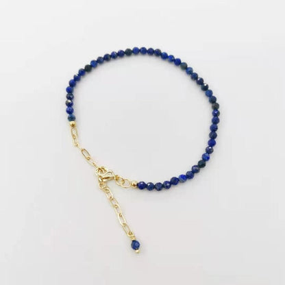 Delicate Faceted Lapis Lazuli Bracelet 14K Gold Filled Chain