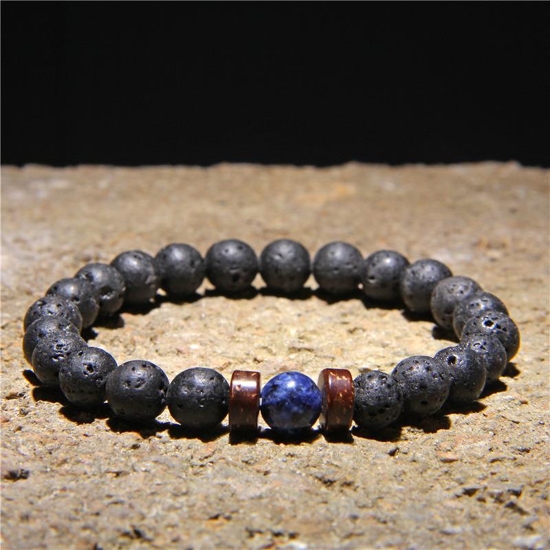 Men's Volcanic Stone Chakra Bead Fashion Bracelet - Lava Stone Diffuser