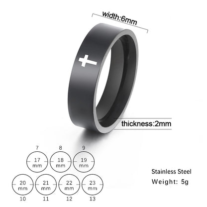 Laser Cut Stainless Steel Cross Couple Rings in Silver, Gold, Rose Gold or Black Women Men Ring Fashion Jewelry