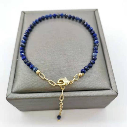 Delicate Faceted Lapis Lazuli Bracelet 14K Gold Filled Chain