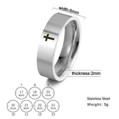 Laser Cut Stainless Steel Cross Couple Rings in Silver, Gold, Rose Gold or Black Women Men Ring Fashion Jewelry