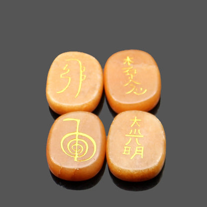 four reiki symbol engraved stones chokurei seihiki honshazeshonen daikomyo  (power, emotion, distance, higher level or master) pink tanglin