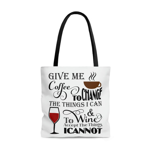 Funny Sarcastic - Give Me Coffee or Give Me Wine Tote Bag MII Designs