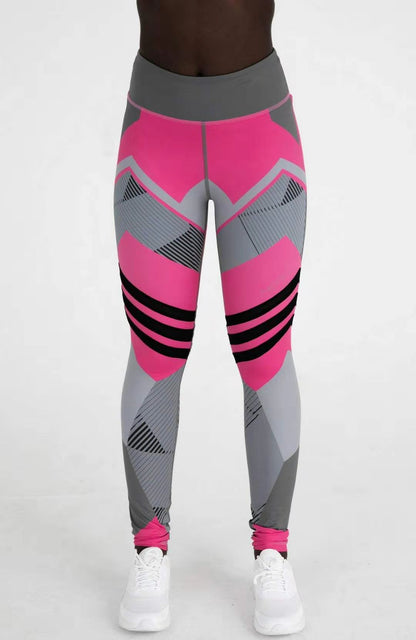 Women's Quick Dry Sport Fitness Leggings - Geometric Printed Yoga and Sports Pants, Slim Tights