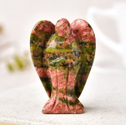 Natural Crystal Guardian Angel Figurine Amethyst Rose Quartz Colorful Healing Stone